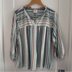 NWT Knox rose flutter sleeve shirt striped 2X runs big like a 3X